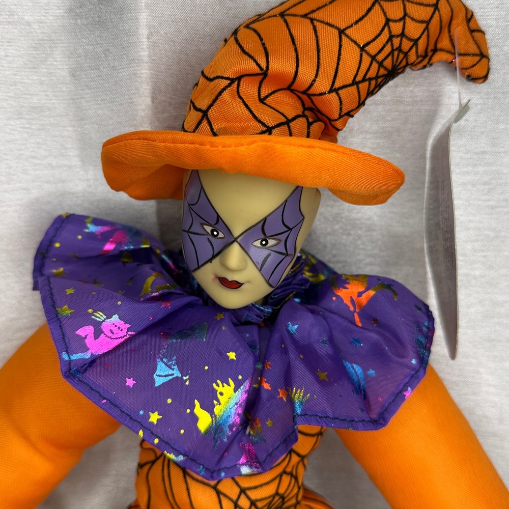 Sugar Loaf Classiques Toys Jester Halloween Plush Porcelain Spider Web 16”